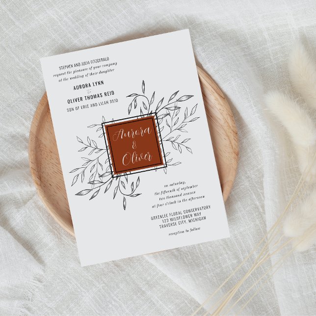 Delicate Foliage | Rust Orange | Wedding Invite (Creator Uploaded)