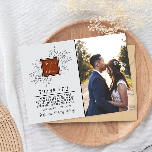 Delicate Foliage | Rust Orange | Wedding Thank You Card (Creator Uploaded)