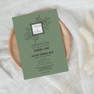 Delicate Foliage   Sage Green   Wedding Invite