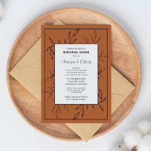 Delicate Foliage   Terracotta   Rehearsal Dinner Invitation