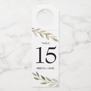 Delicate Foliage Wedding Table Number Bottle Tag