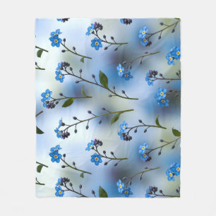 Delicate Forget-Me-Nots in Airy Blue Fleece Blanket