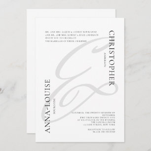 Delicate Formal Calligraphy Ampersand Wedding Invitation