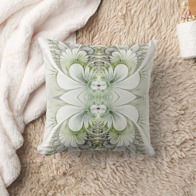 Delicate Fractal Pattern Throw Pillow (Blanket)