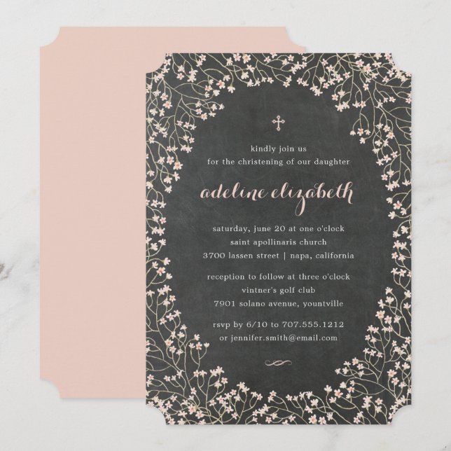 Delicate Frame | Christening or Baptism Invitation (Front/Back)