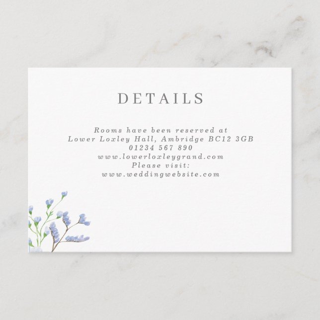 Delicate French Blue Regency Wedding Enclosure Car Card (Front)