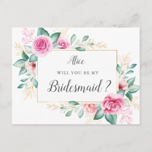 delicate garden floral bridesmaid Invitation Postcard