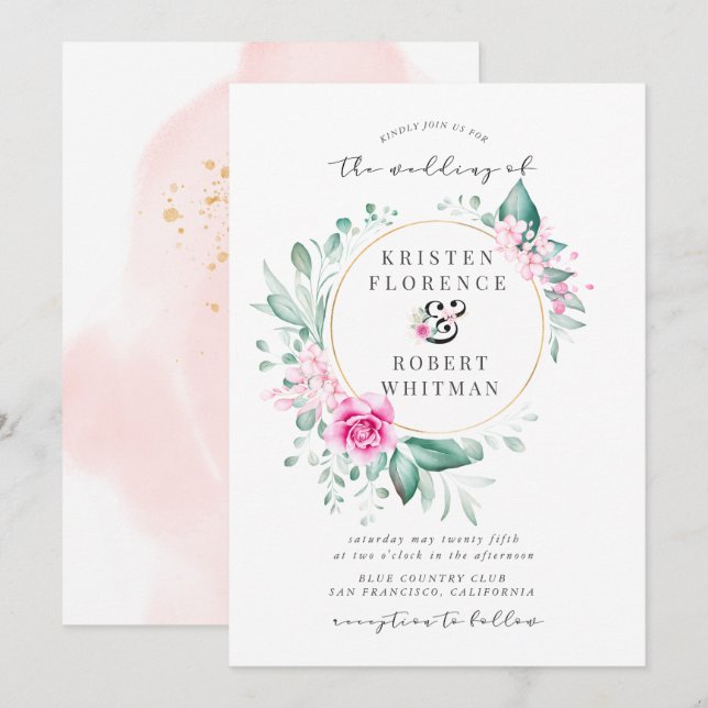 delicate garden floral elegant  Wedding Invitation (Front/Back)