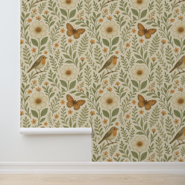 Delicate Garden Harmony Wallpaper (Application)