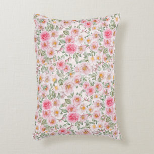 Delicate garden roses accent pillow