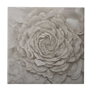 Delicate Gardenia Soft White Flower Tile