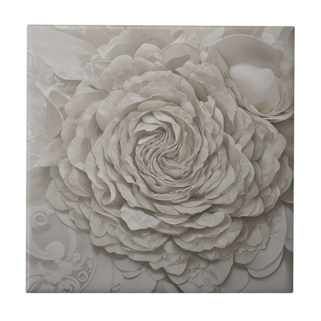 Delicate Gardenia Soft White Flower Tile (Front)
