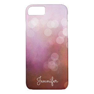 Delicate girly pink watercolor bokeh personalized iPhone 8/7 case
