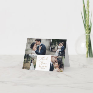 Delicate Gold 4 Photo Template Thank You Card