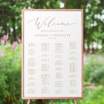 Delicate Gold Alphabetical Seating Chart<br><div class="desc">This delicate gold alphabetical seating chart poster is perfect for a modern wedding. This sign can be used to organize your guests alphabetically or by table number by changing the names of the headings. The romantic minimalist design features lovely and elegant champagne golden yellow typography on a white background with...</div>