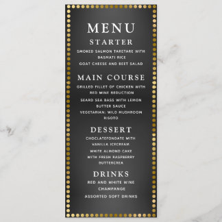 Delicate Gold and Black Wedding Dinner Menu