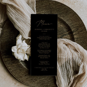 Delicate Gold and Black Wedding Dinner Menu
