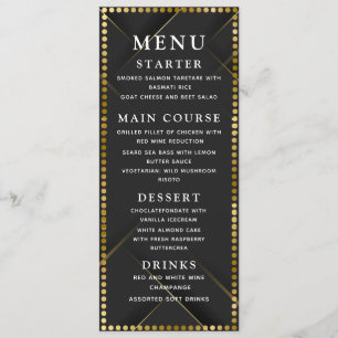 Delicate Gold and Black Wedding Dinner Menu