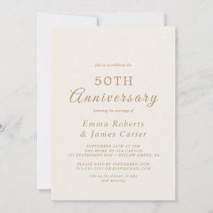 Delicate Gold and Cream 50th Wedding Anniversary Invitation