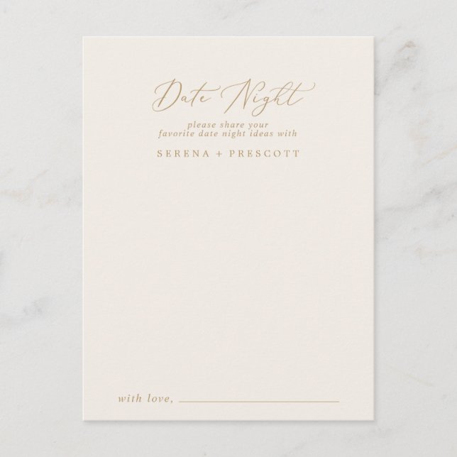 Delicate Gold and Cream Date Night Idea Cards (Front)