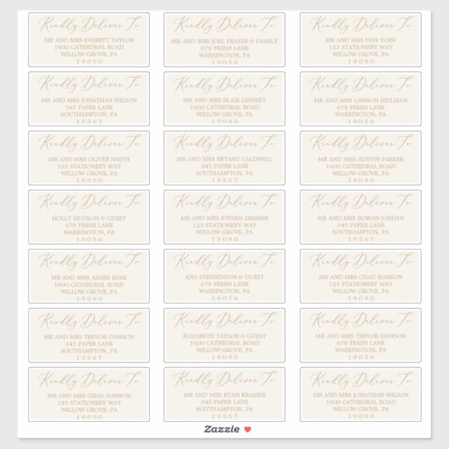 Delicate Gold and Cream Guest Address Labels (Sheet)