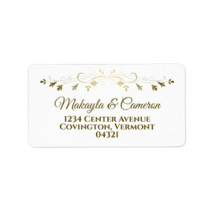 Delicate Gold Border Elegant Wedding Address Label