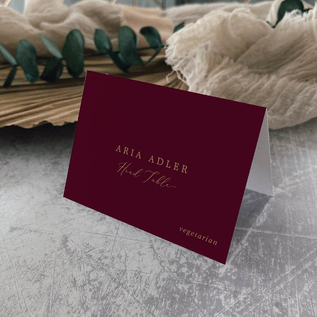Delicate Gold Burgundy Menu Head Table Place Cards (Delicate Gold Burgundy Menu Head Table Place Cards)