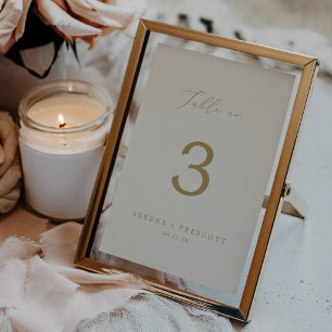Delicate Gold Calligraphy 5x7 Cream Table No. Invitation