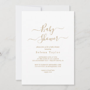 Delicate Gold Calligraphy Baby Shower Invitation