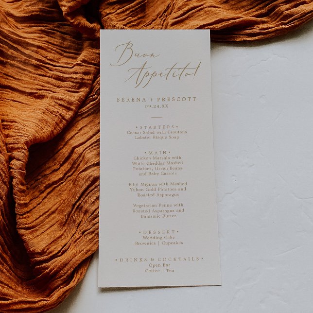 Delicate Gold Calligraphy Cream Buon Appetito Menu (Creator Uploaded)