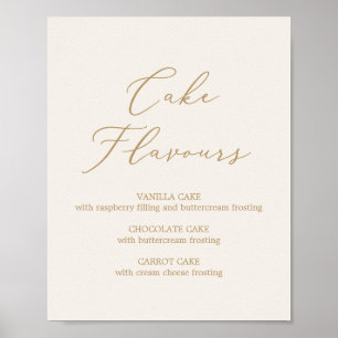 Delicate Gold Calligraphy   Cream Cake Flavours Poster
