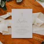 Delicate Gold Calligraphy Cream Cross Baptism Invitation<br><div class="desc">This delicate gold calligraphy cream cross baptism invitation is perfect for a modern baby baptism. The romantic minimalist design features lovely and elegant champagne golden yellow typography on an ivory cream background with a clean and simple look.</div>