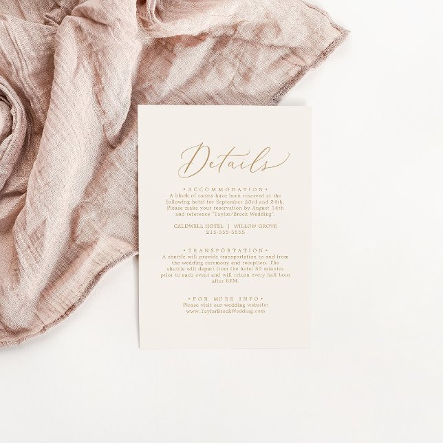 Delicate Gold Calligraphy | Cream Details Enclosure Card (Creator Uploaded)
