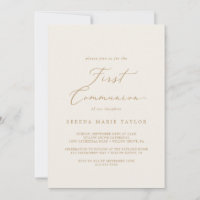 Delicate Gold Calligraphy | Cream First Communion