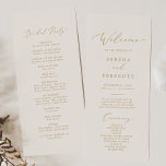 Delicate Gold Calligraphy | Cream Wedding Program<br><div class="desc">This delicate gold calligraphy cream wedding program is perfect for a modern wedding. The romantic minimalist design features lovely and elegant champagne golden yellow typography on an ivory cream background with a clean and simple look. Include the name of the bride and groom, the wedding date and location, thank you...</div>