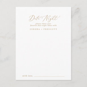 Delicate Gold Calligraphy Date Night Idea Cards