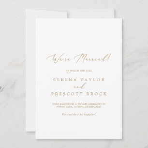 Delicate Gold Calligraphy Elopement Announcement