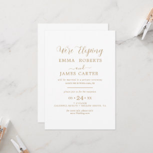 Delicate Gold Calligraphy Elopement Reception Invitation