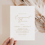 Delicate Gold Calligraphy Engagement Dinner Invitation<br><div class="desc">This delicate gold calligraphy engagement dinner invitation is perfect for a modern engagement event. The romantic minimalist design features lovely and elegant champagne golden yellow typography on a white background with a clean and simple look.</div>