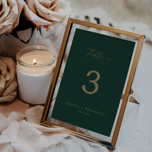 Delicate Gold Calligraphy   Green Table No. Number
