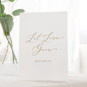Delicate Gold Calligraphy Let Love Grow Favour Pedestal Sign