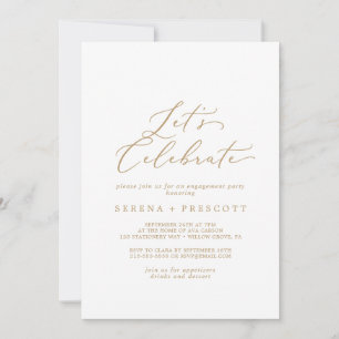 Delicate Gold Calligraphy Let's Celebrate Invitation