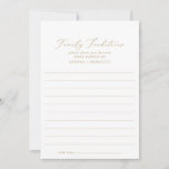 Delicate Gold Calligraphy Lined Family Traditions Advice Card<br><div class="desc">This delicate gold calligraphy lined family traditions advice card is perfect for a modern wedding and can be used for any event. The romantic minimalist design features lovely and elegant black typography on a white background with a clean and simple look. These advice cards can be used as a guestbook...</div>