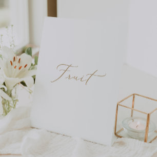 Delicate Gold Calligraphy Simple Fruit Table Pedestal Sign