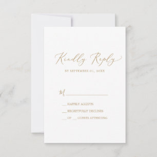 Delicate Gold Calligraphy Simple RSVP Card