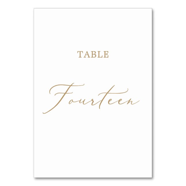 Delicate Gold Calligraphy Table Fourteen Number (Front)