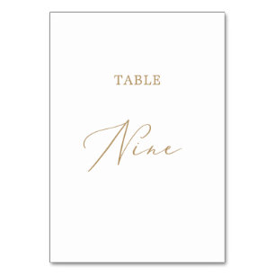Delicate Gold Calligraphy Table Nine Table Number