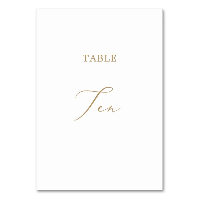Delicate Gold Calligraphy Table Ten Table Number (Front)