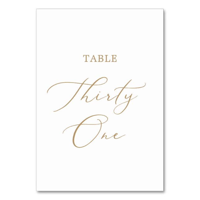Delicate Gold Calligraphy Table Thirty One Number (Front)