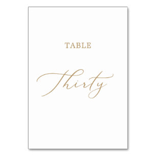 Delicate Gold Calligraphy Table Thirty Table Number